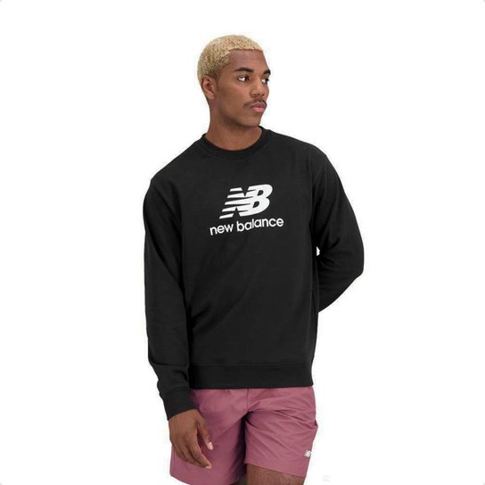 Blusa Moletom New Balance Essentials Basic Masculino - Preto Menor preço em Blusa Moletom New Balance Essentials Basic Masculino - Preto