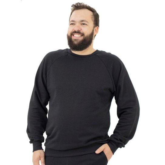 Blusa Moletom Plus Size Dpontes - Preto Menor preço em Blusa Moletom Plus Size Dpontes - Preto