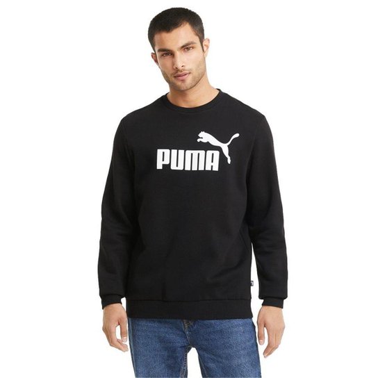 Blusa Moletom Puma Essentials Big Logo Masculina - Preto+Branco Menor preço em Blusa Moletom Puma Essentials Big Logo Masculina - Preto+Branco