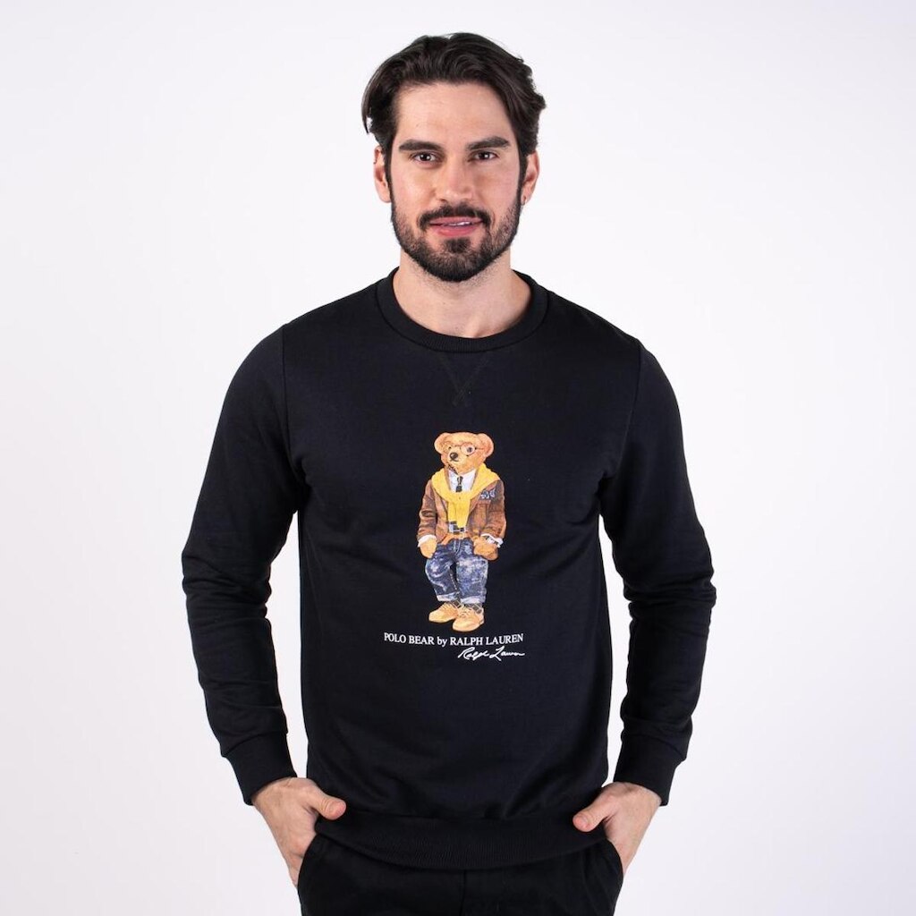 Blusa Moletom RL Bear Fleece Preto