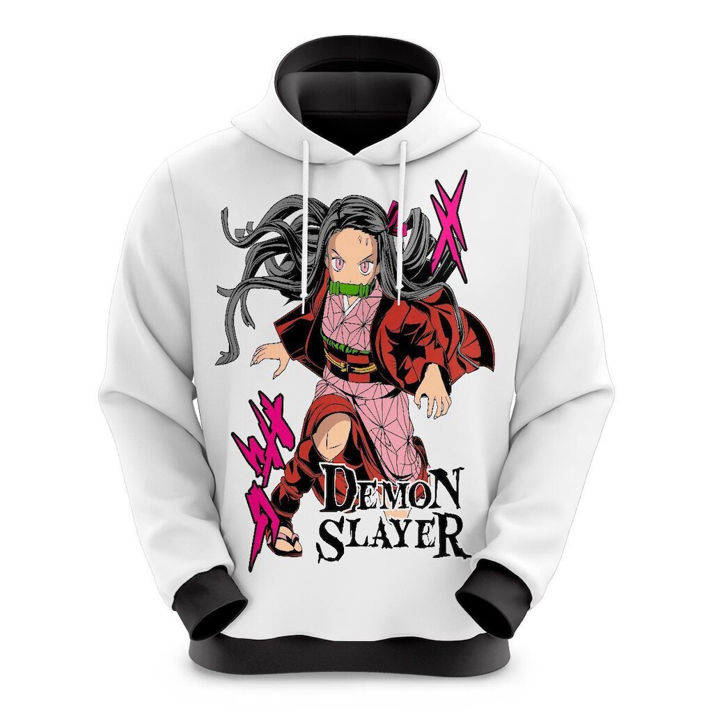 Blusa Moletom Sublimação Blusão Full Print com Capuz Anime Nezuko Novidade