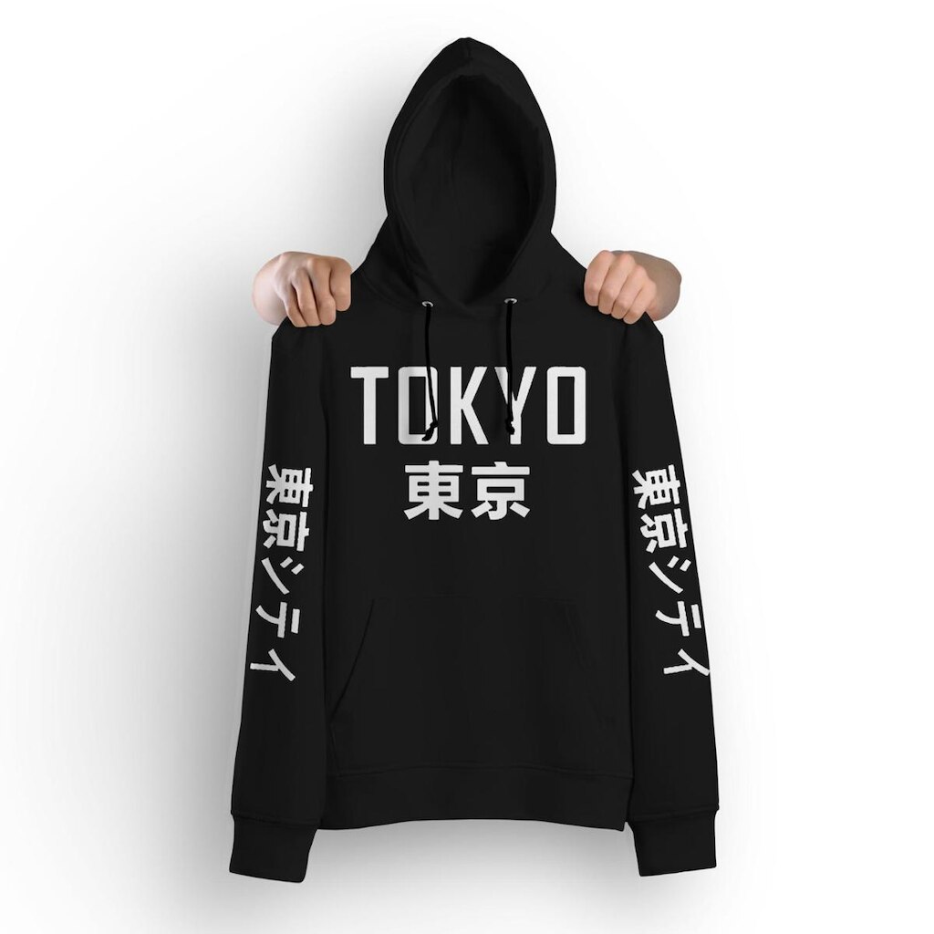 Blusa Moletom Tokyo Japão Canguru Capuz E Bolso em algodão