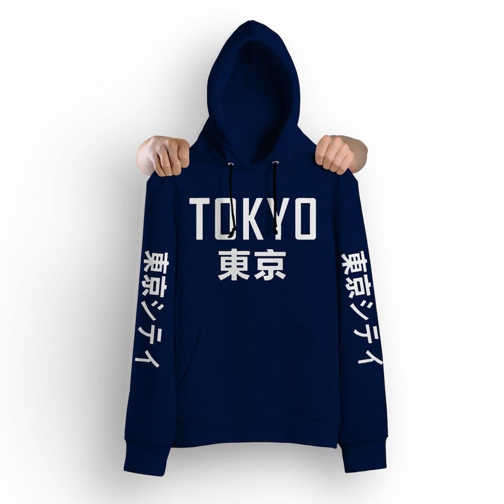 Blusa Moletom Tokyo Japão Canguru Capuz E Bolso em algodão