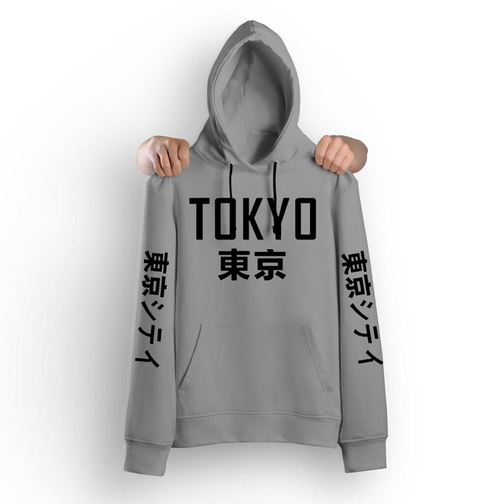 Blusa Moletom Tokyo Japão Canguru Capuz E Bolso em algodão