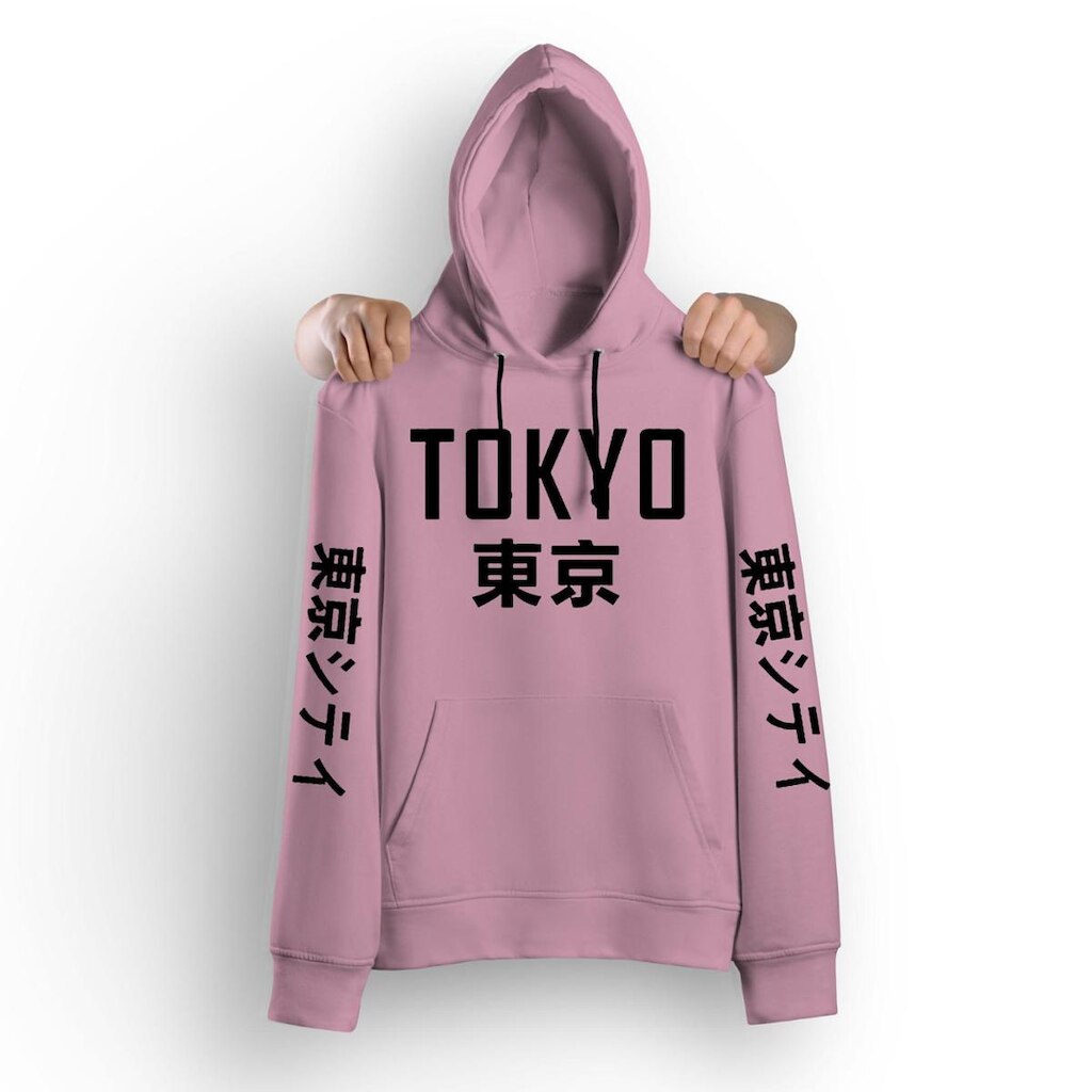 Blusa Moletom Tokyo Japão Canguru Capuz E Bolso em algodão
