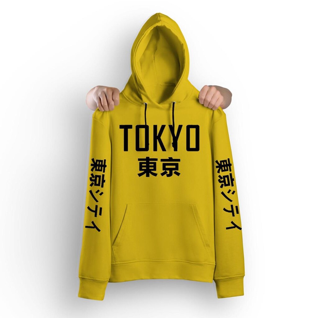 Blusa Moletom Tokyo Japão Canguru Capuz E Bolso em algodão