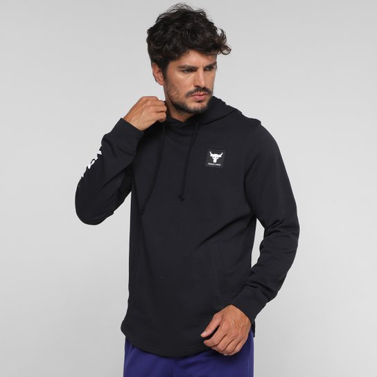 Blusa Moletom Under Armour Pjt Rock Terry Com Capuz Masculina - Preto+Branco Menor preço em Blusa Moletom Under Armour Pjt Rock Terry Com Capuz Masculina - Preto+Branco