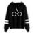 Blusa Moletom Unissex Canguru O´culos Harry Potter C Listras - Preto