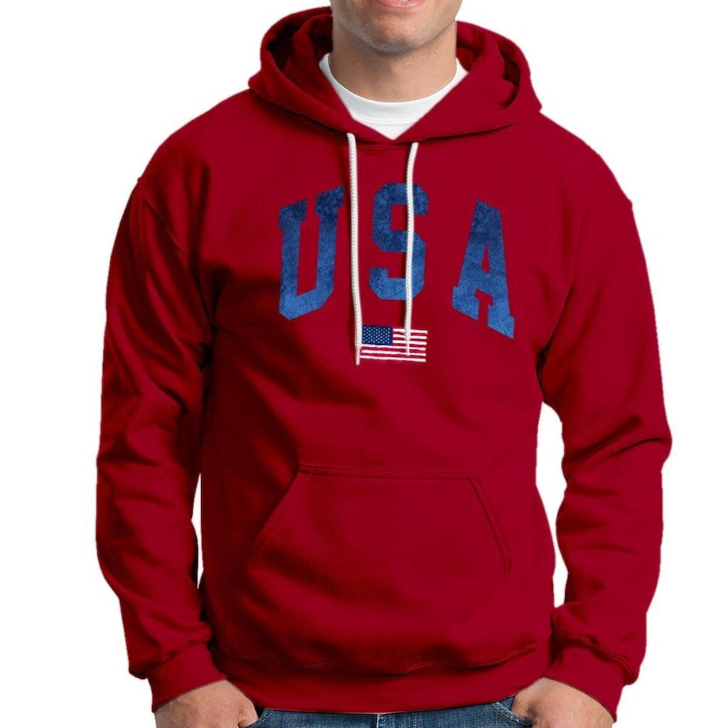 Blusa Moletom USA Masculino Em Algodão Com Capuz
