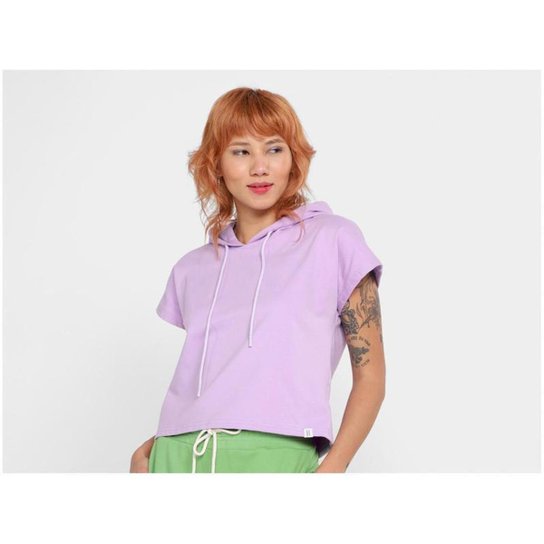 Blusa Moletom Vista   Capuz Manga Curta