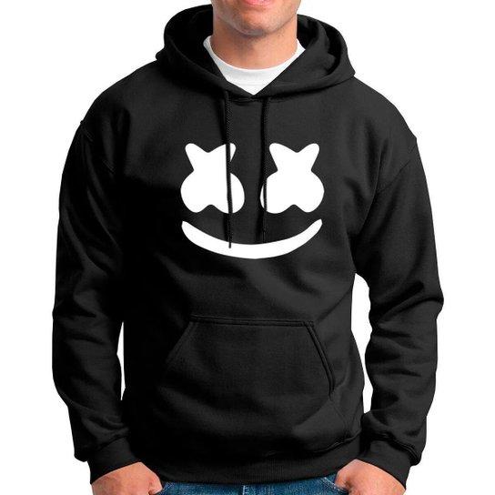 Blusa Moleton Moletom Dj Marshmello Masculino E Feminino - Preto Menor preço em Blusa Moleton Moletom Dj Marshmello Masculino E Feminino - Preto