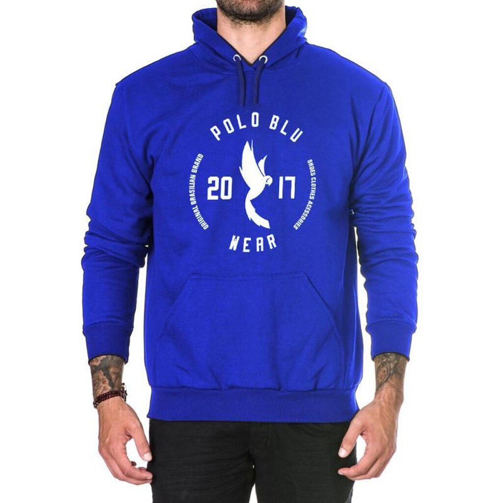 Blusa Moleton Polo Blu Bolso Canguru Moletom Capuz