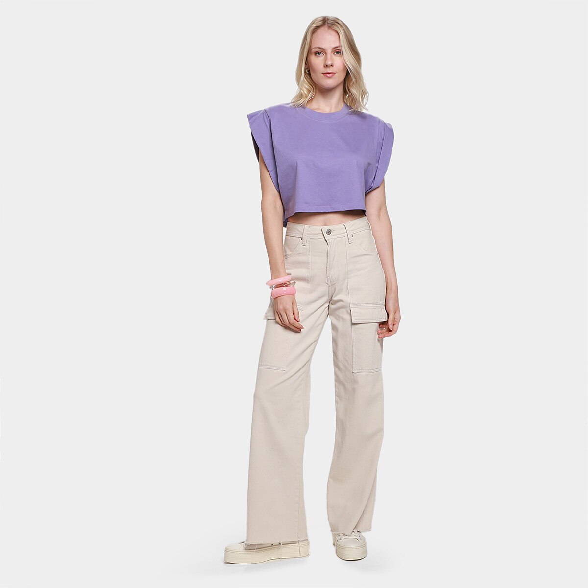 Blusa Morena Rosa Cropped Cavada Muscle Tee Feminina - 3