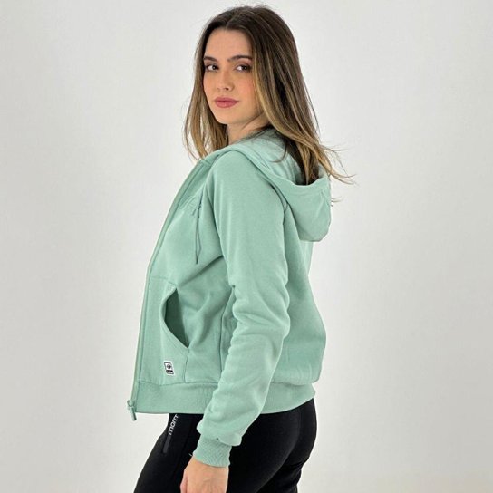 Blusa Mormaii Moletom Aberta com Capuz Feminina Verde água