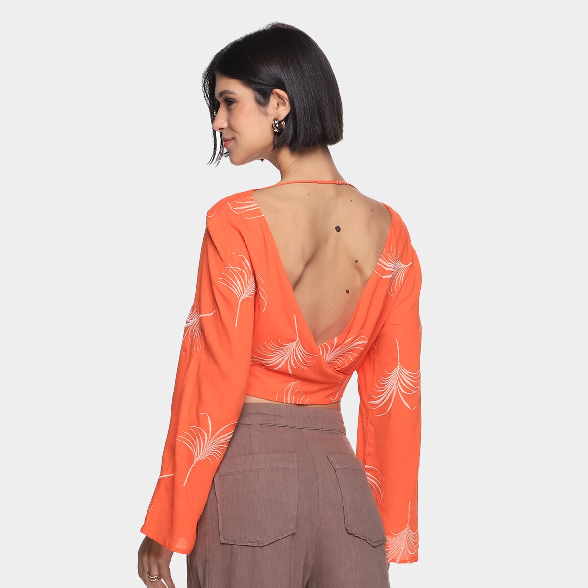 Blusa Oh, Boy! Folhagem Bordada Manga Longa Feminina - 1