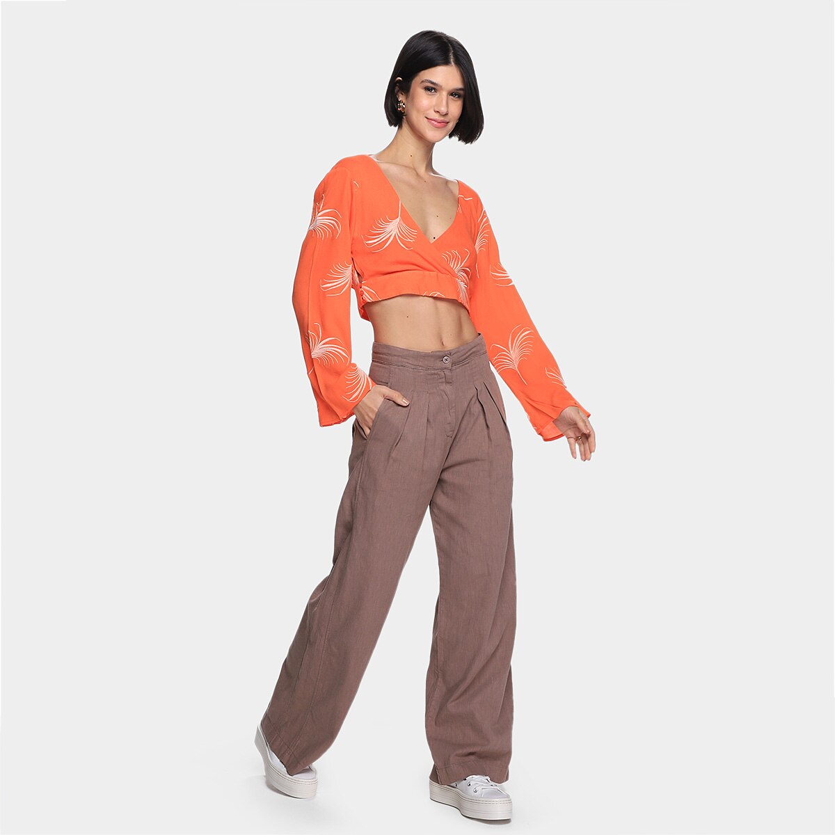 Blusa Oh, Boy! Folhagem Bordada Manga Longa Feminina - 3