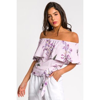 Blusa Ombro a Ombro Estampada lilas P