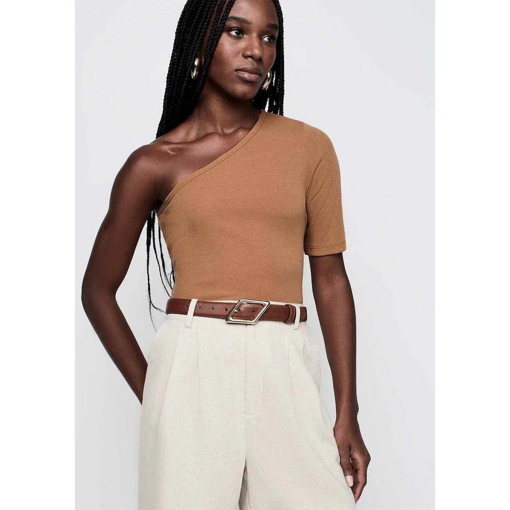 Blusa Ombro Único Dzarm Canelada