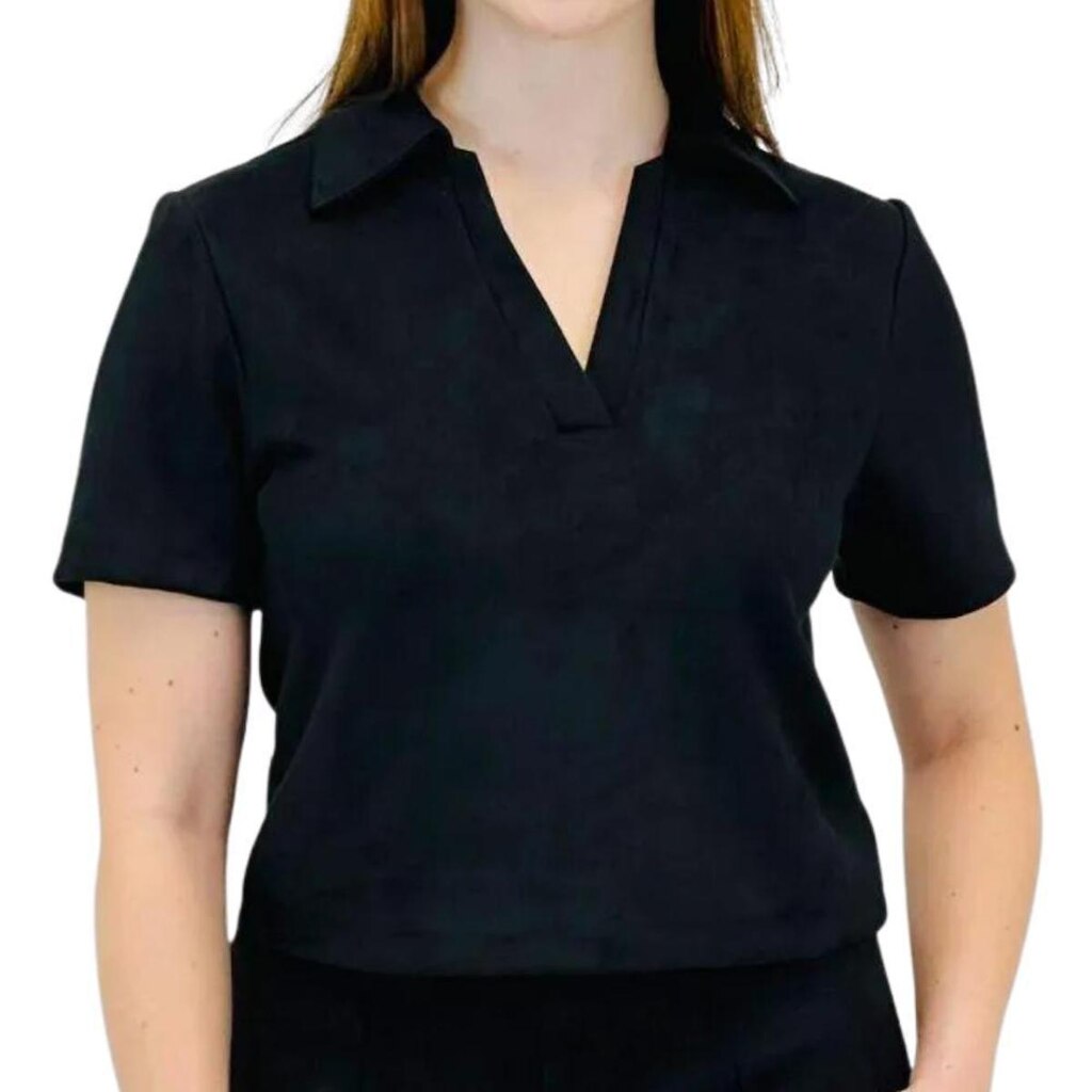 BLUSA PACIFIC BLUE MANGA CURTA SUEDE FEMININO