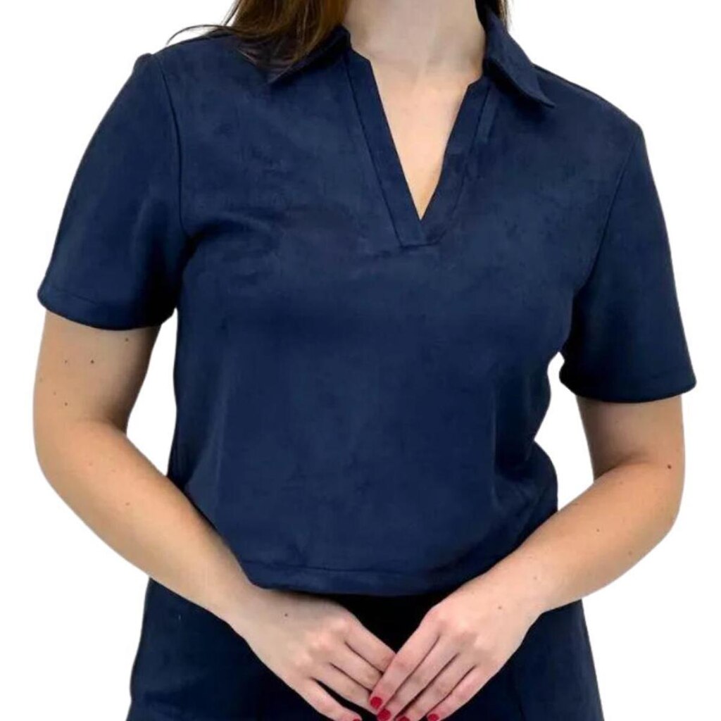 BLUSA PACIFIC BLUE MANGA CURTA SUEDE FEMININO