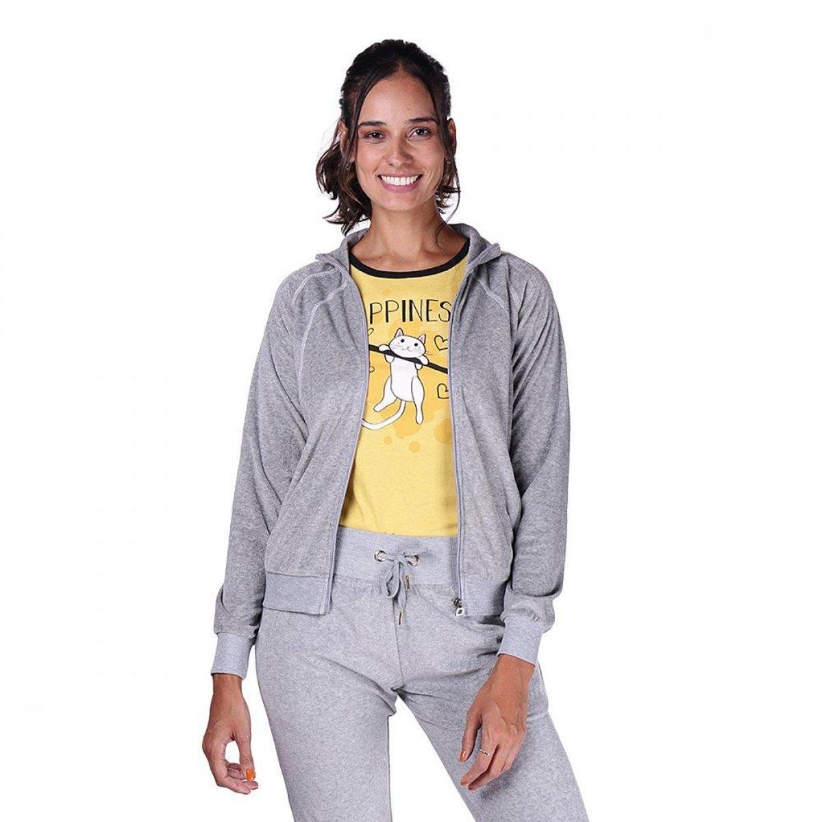 Blusa Pernambucanas Esportivo Manga Longa Feminino Cinza Netshoes