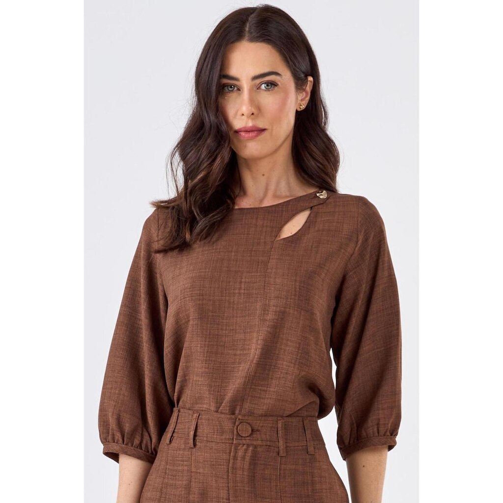 Blusa PKS Manga 7/8 Marrom