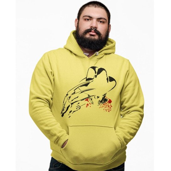 Blusa Plus Size Estampa Freddy Krueger Moletom Com Capuz E Bolso Canguru Tsm Unissex - Amarelo Menor preço em Blusa Plus Size Estampa Freddy Krueger Moletom Com Capuz E Bolso Canguru Tsm Unissex - Amarelo