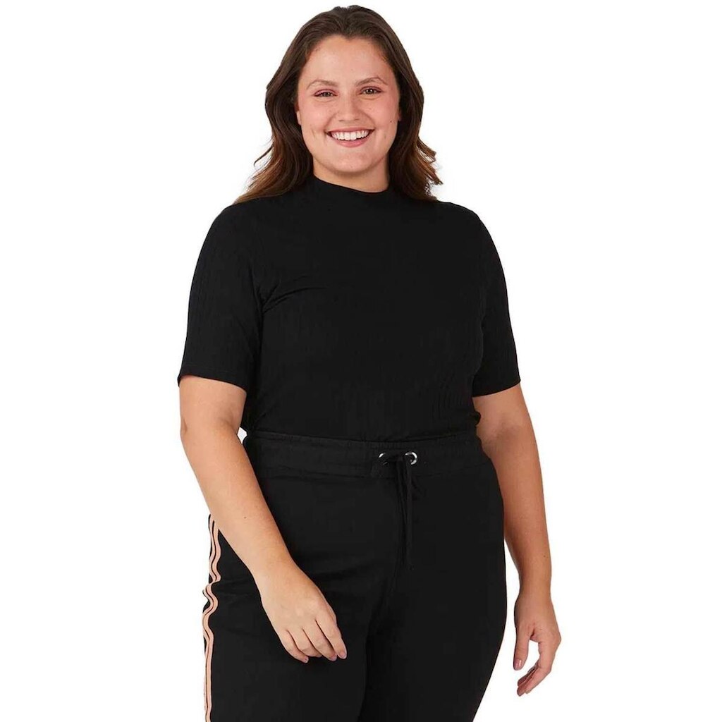 Blusa Plus Size Feminina Canelada Gola Alta Malwee - MARROM - G4