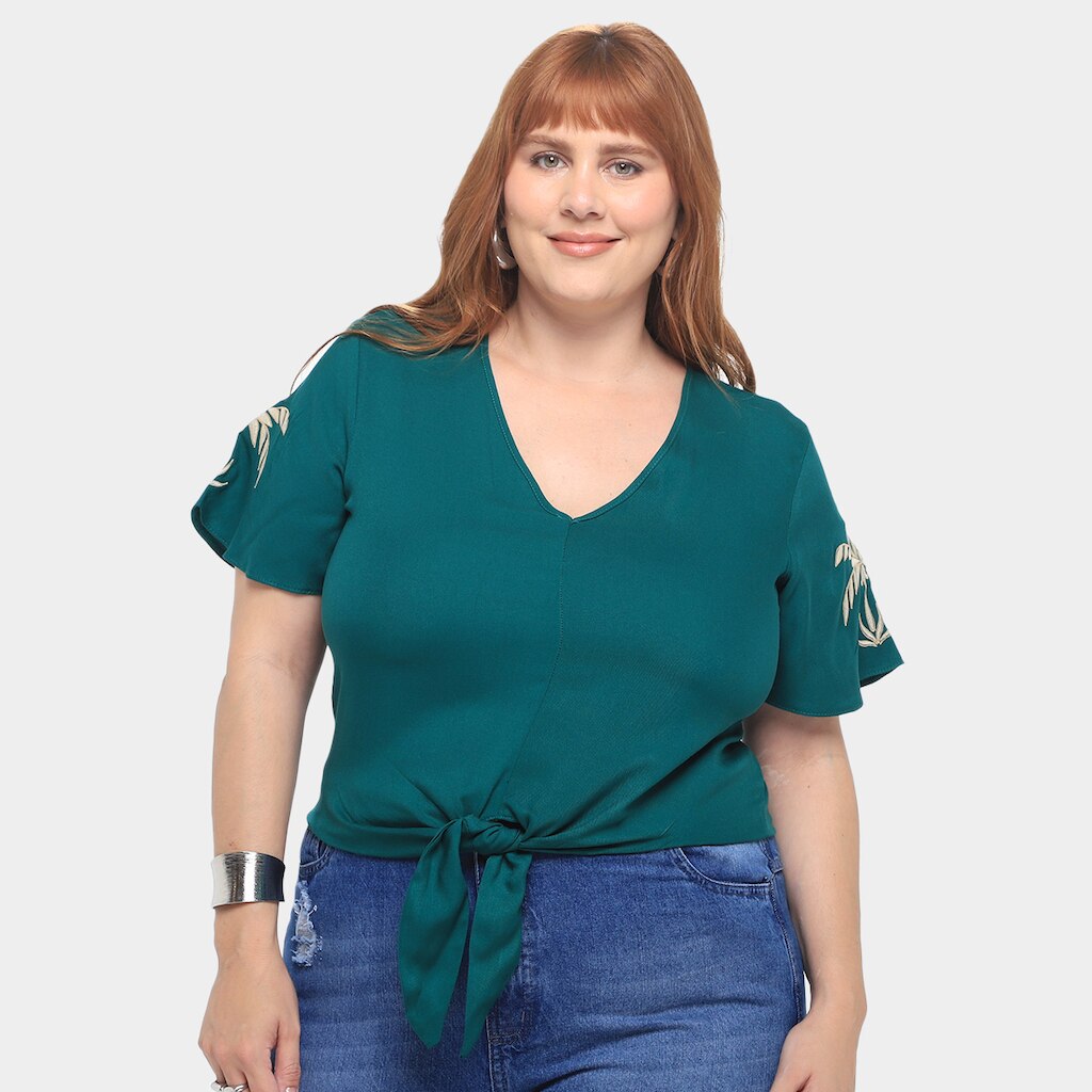 Blusa Plus Size Lunender Nó Frontal Feminina