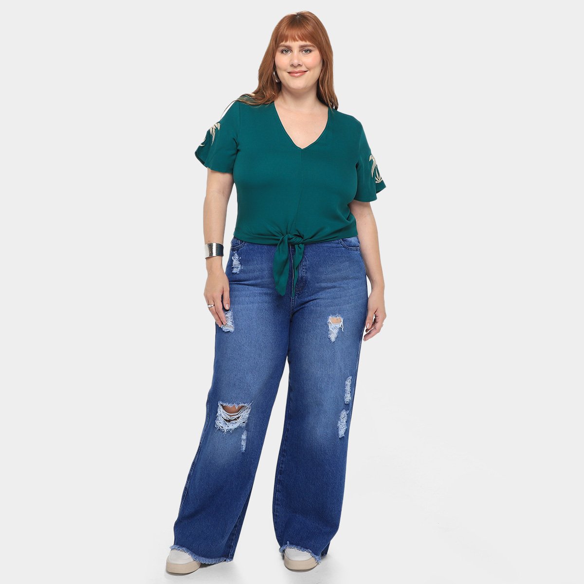 Blusa Plus Size Lunender Nó Frontal Feminina - 4