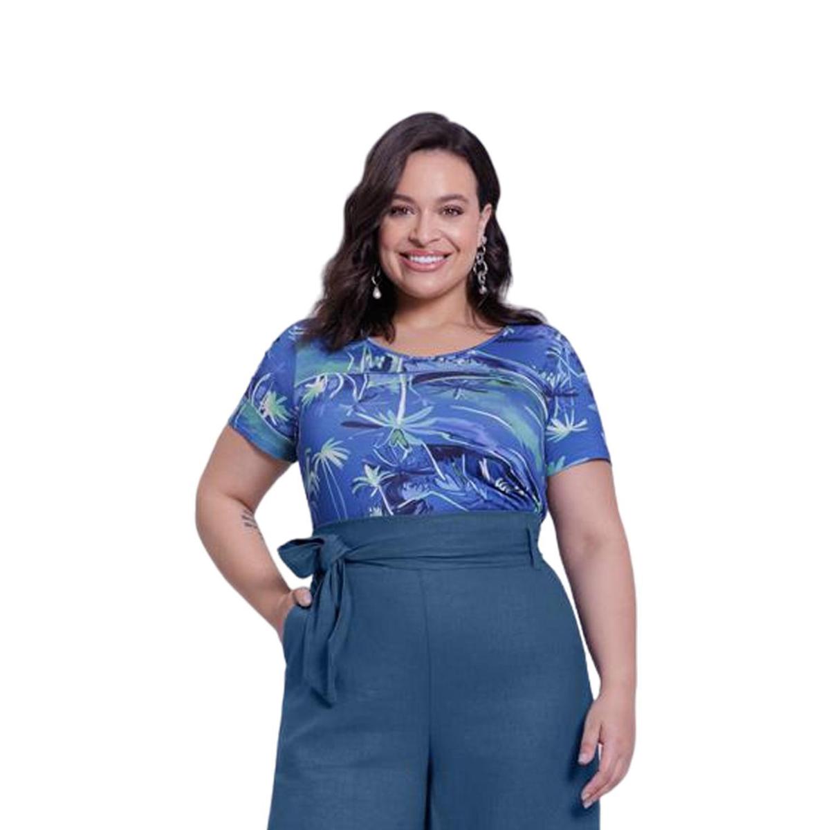 Blusa Plus Size Lunender Viscose Azul Tam. G