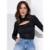 Blusa Preta com Vazado no Decote - Preto