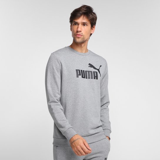 Blusa Puma Ess Big Logo Crew Masculina - Cinza Menor preço em Blusa Puma Ess Big Logo Crew Masculina - Cinza