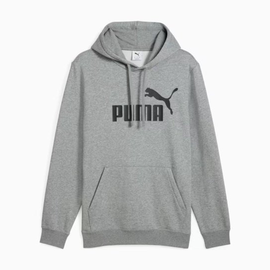 Blusa Puma Moletom com Capuz Essentials No. Logo Cinza