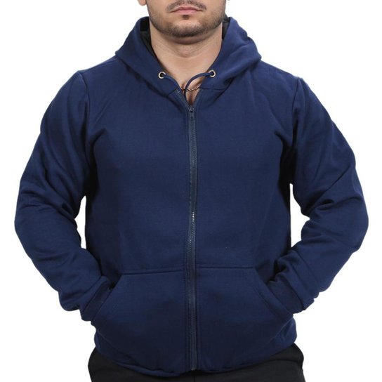 Blusa Ramazzoni Frio Moletom Ziper Masculina - Azul Escuro Menor preço em Blusa Ramazzoni Frio Moletom Ziper Masculina - Azul Escuro