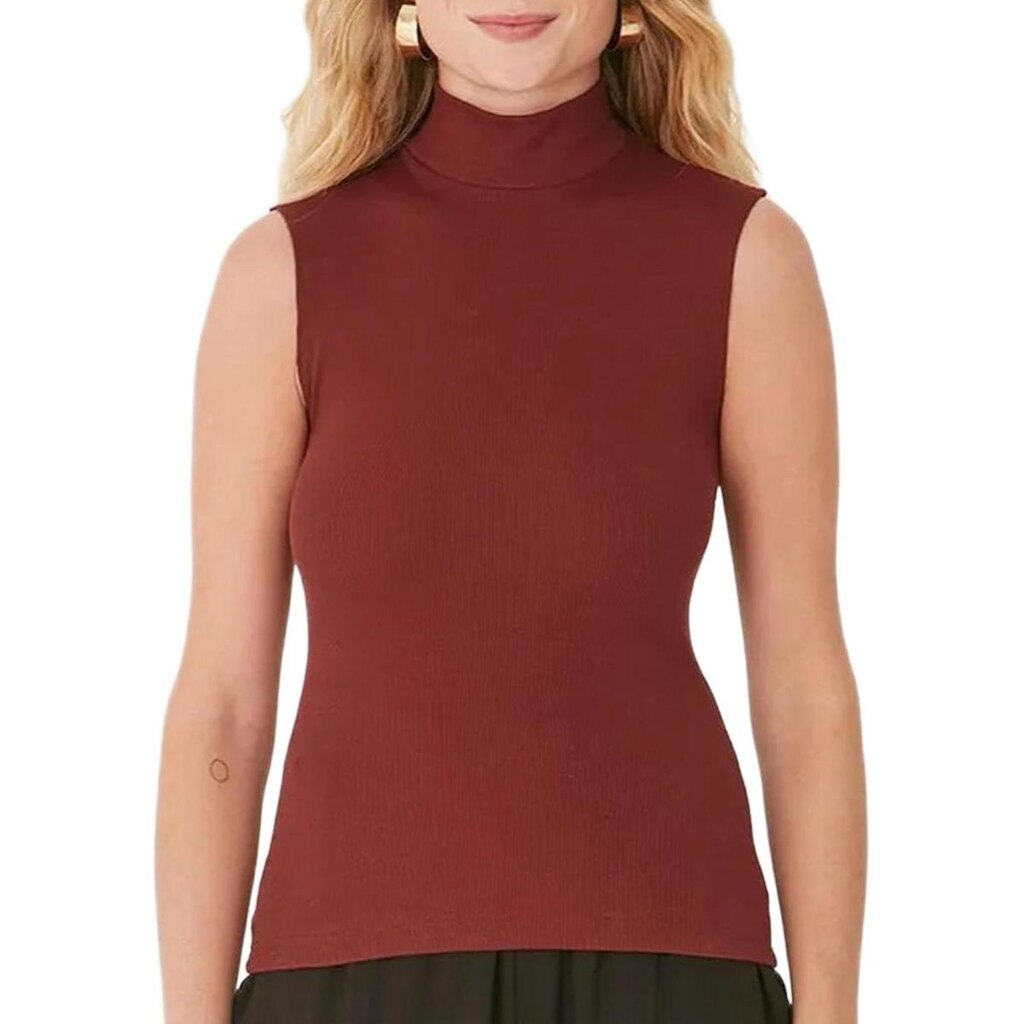 Blusa Regata Malwee 1000117849 Feminina Gola Alta Ribana T. P/XGG