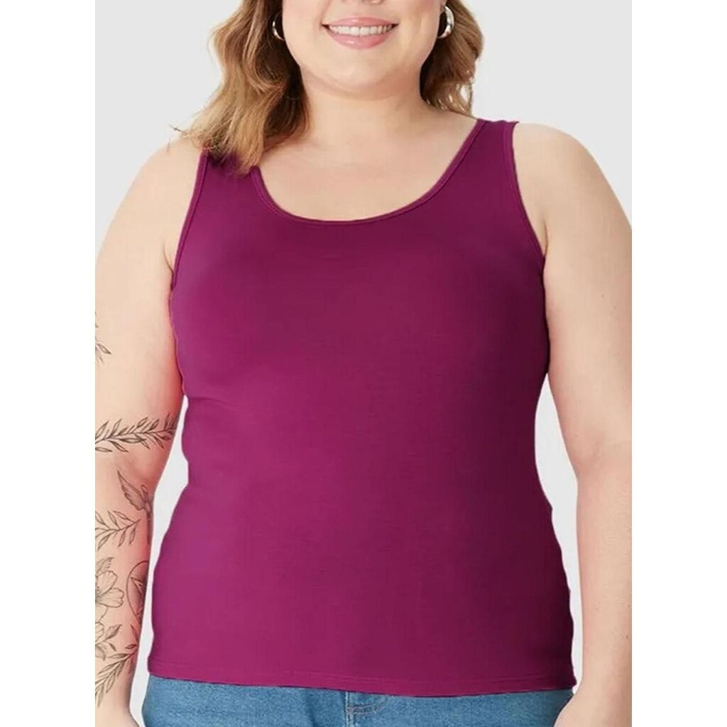 Blusa Regata Malwee 1000131776 Feminina Plus size Viscose Stretch T. G1/G3