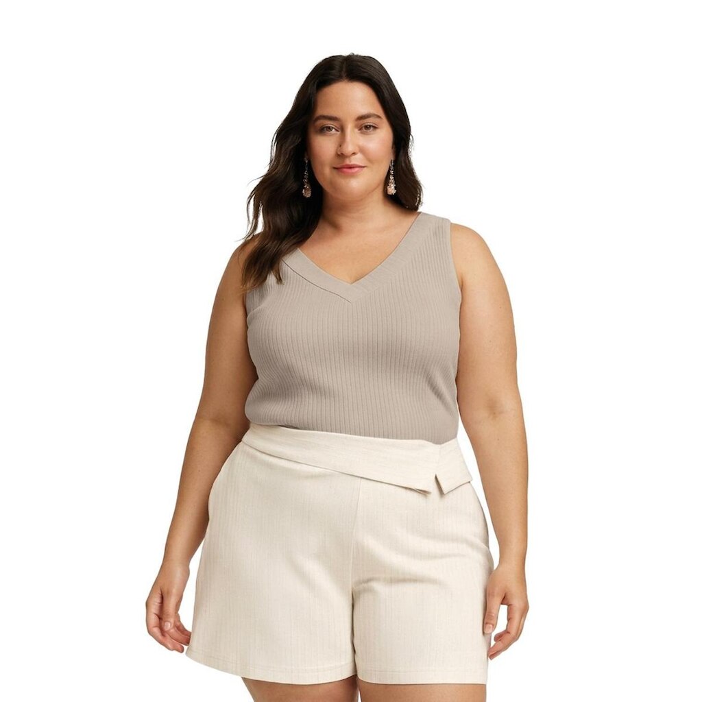 Blusa Regata Plus Size Feminina Lunender Canelada 00566