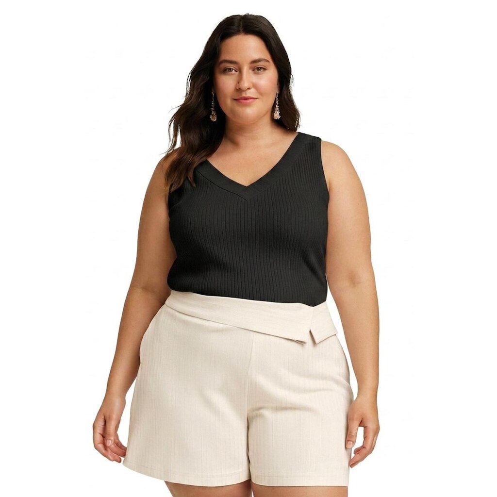 Blusa Regata Plus Size Feminina Lunender Canelada 00566