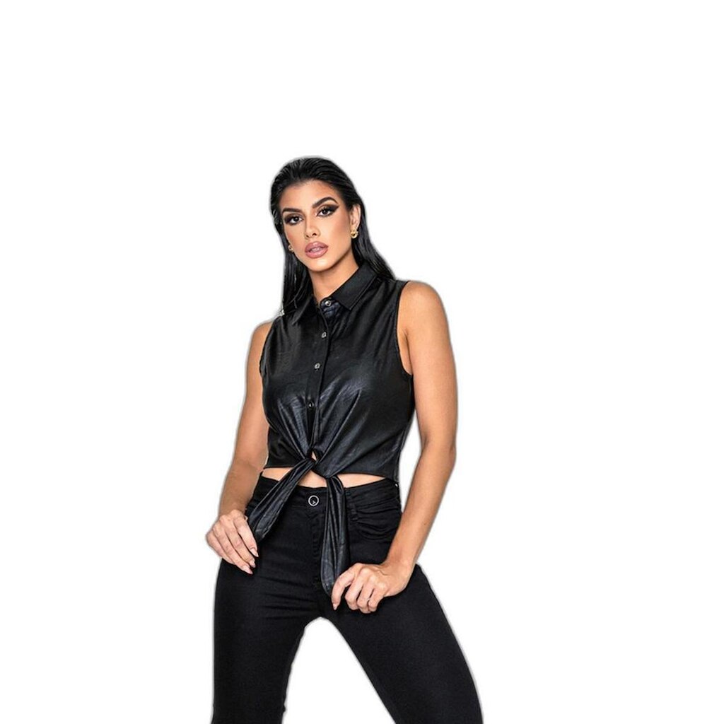 BLUSA REGATA TECIDO SINTÉTICO FEMININA AMARRAÇÃO 90339
