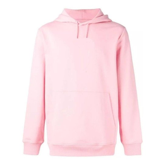 Blusa Relaxado Moletom Liso Capuz Bolso - Rosa
