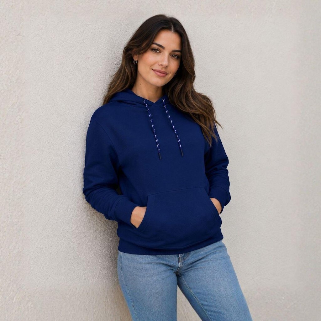 Blusa Resina Moletom Canguru com Capuz Liso Feminino