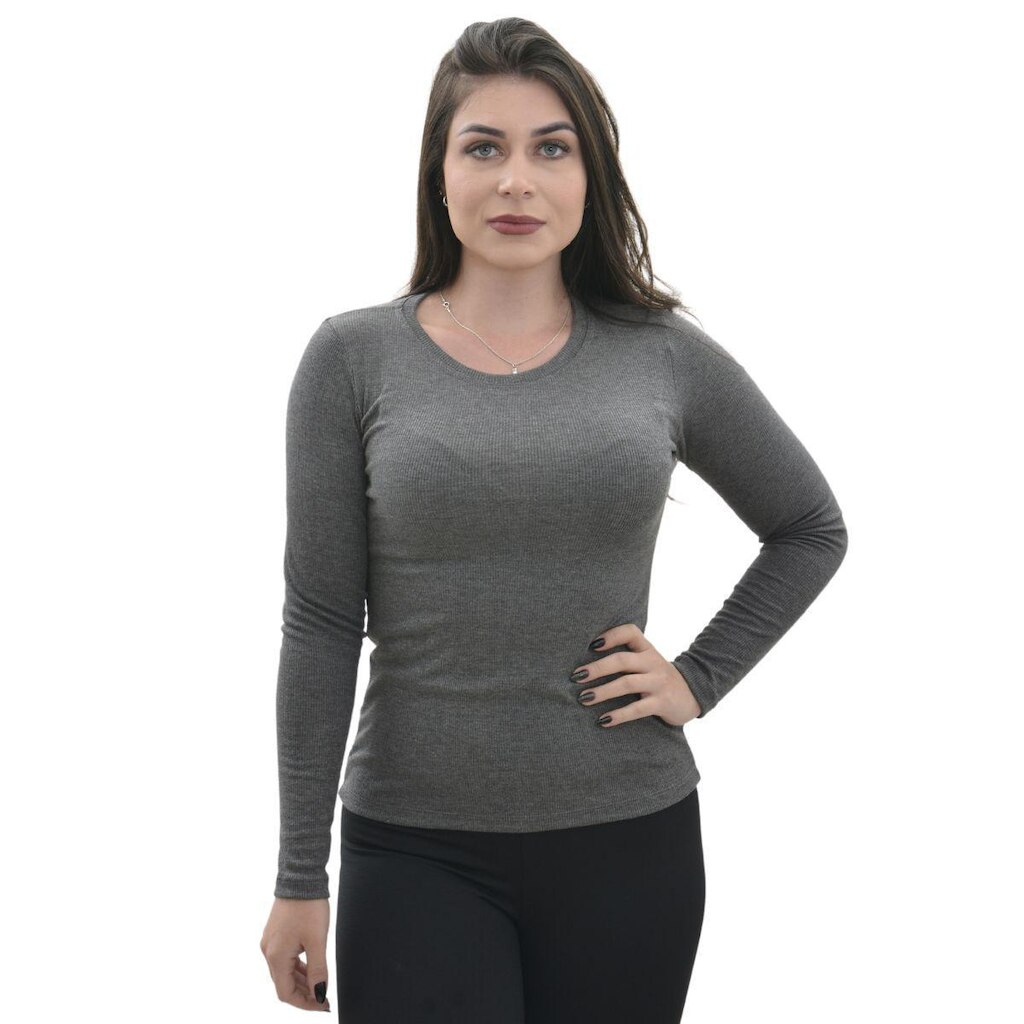 Blusa Ribana Manga Longa decote Redondo Dicors