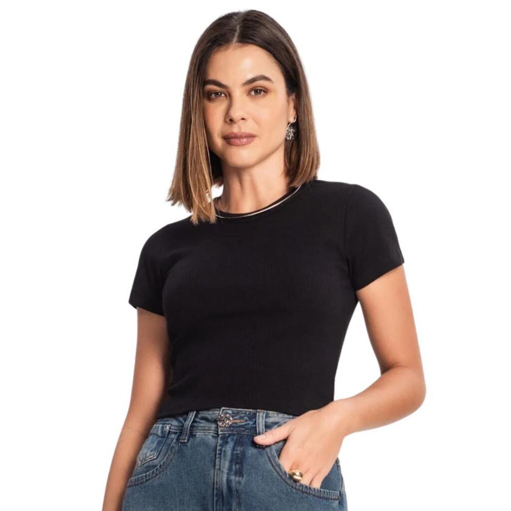 BLUSA ROVITEX CROPPED MANGA CURTA