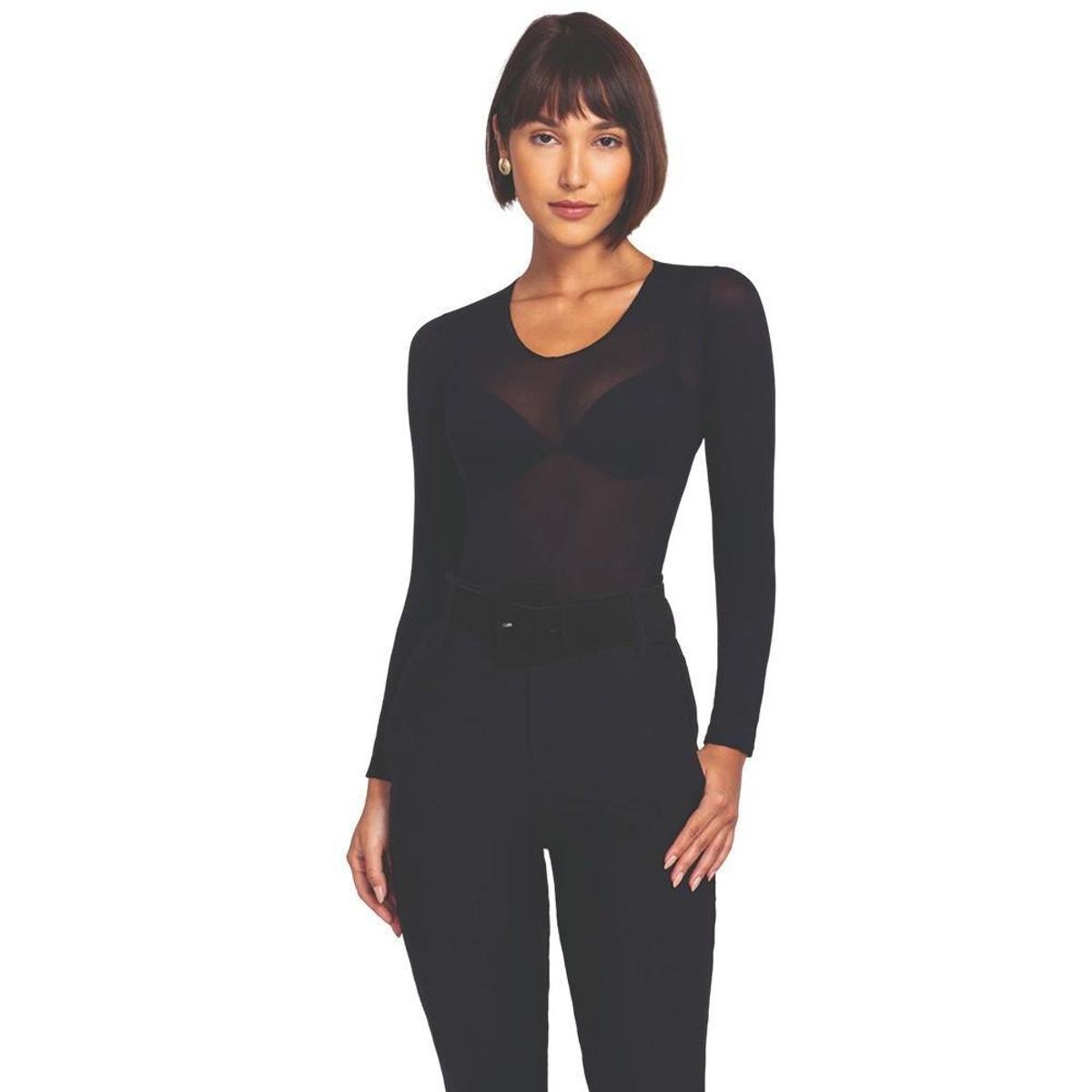 Blusa Segunda Pele Manga Longa Lupo Feminina - Preto | Netshoes