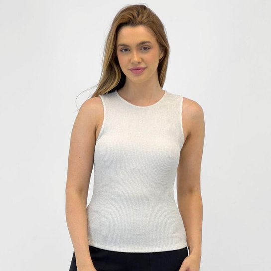 Blusa Seiki Regata com Lurex Feminina Prata Netshoes