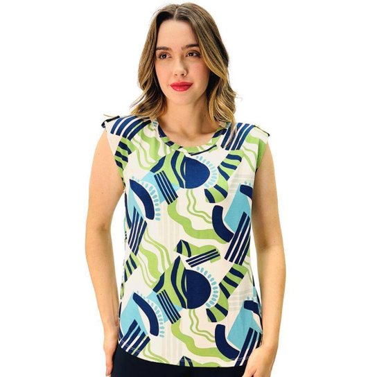 Blusa Seiki Regata Estampada Feminina Off White Netshoes
