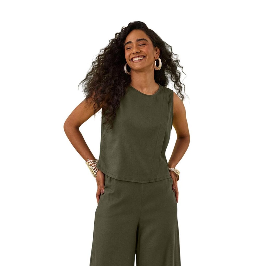 Blusa Sem Mangas Feminina Lunender Em Tecido C0238