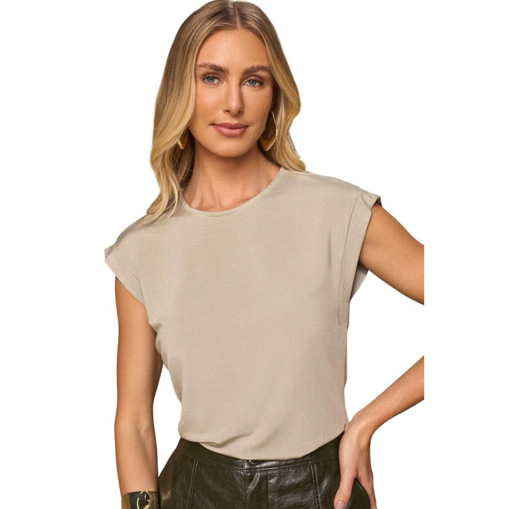 Blusa Sem Mangas Lado Avesso Alongada Bege Tam. G