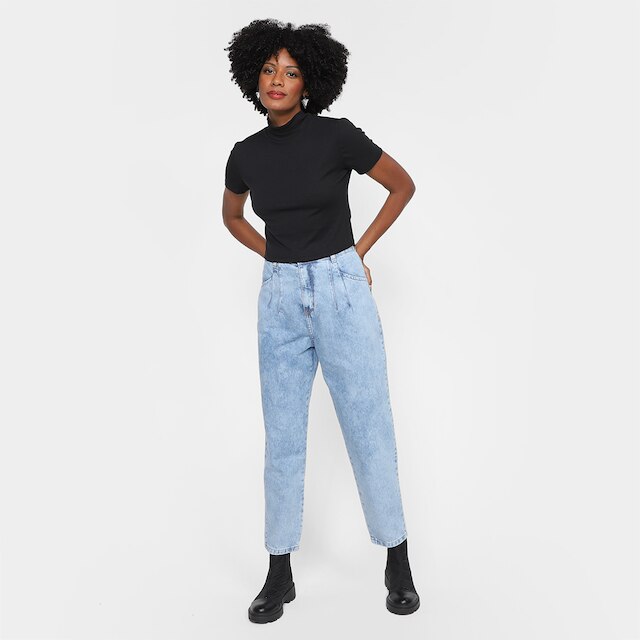 Blusa Shioó Cropped Canelada Gola Alta Feminina